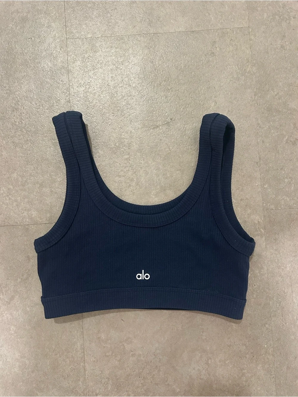 ALO Yoga Wellness Bra Navy Blue Ribbed Size M